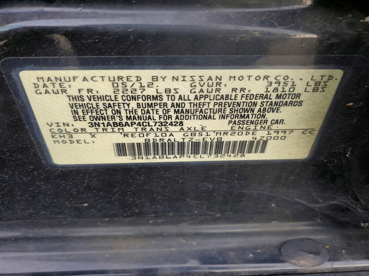 2012 NISSAN SENTRA 2.0 photo 12