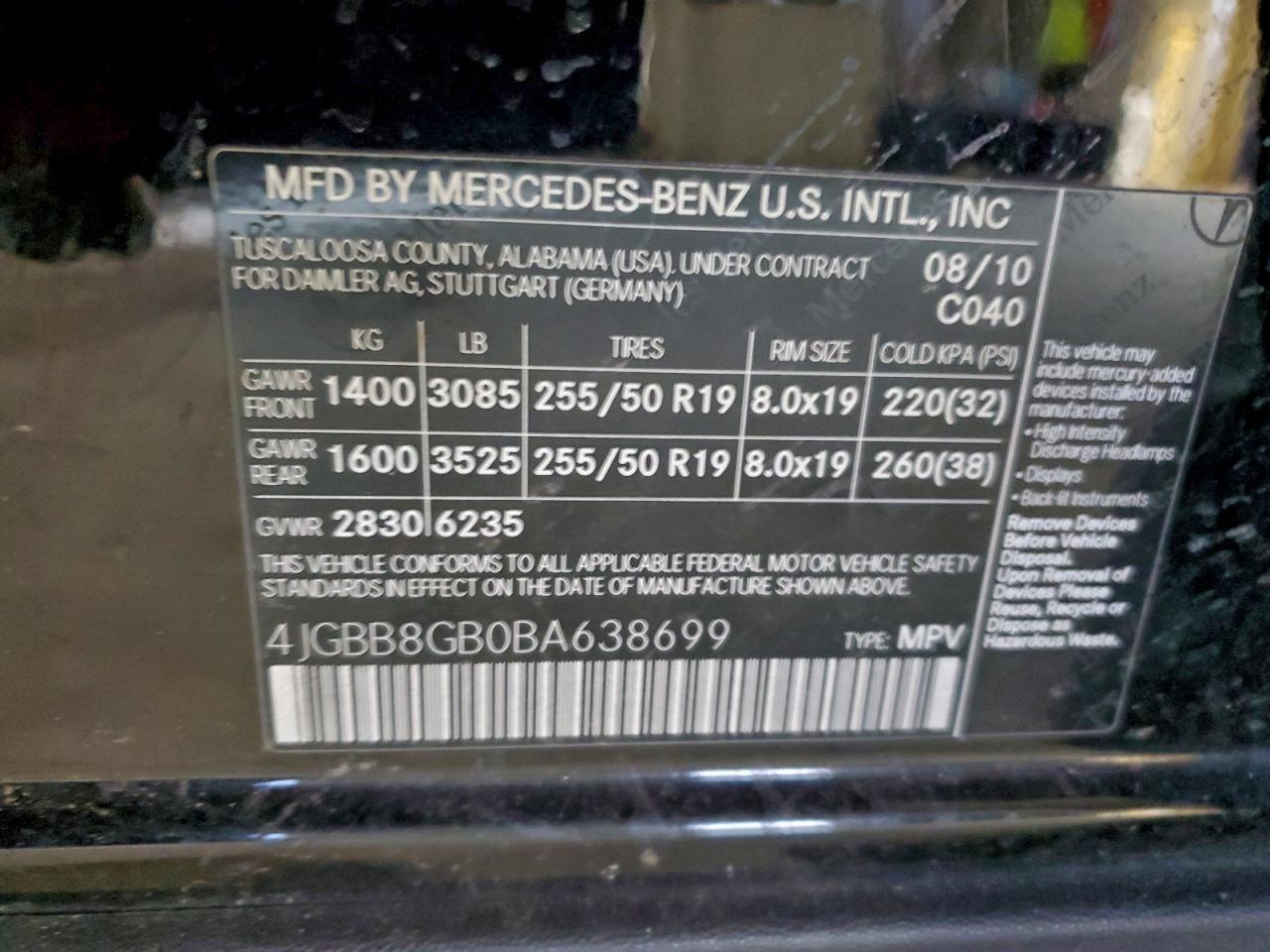 2011 MERCEDES-BENZ ML 350 4MATIC photo 13