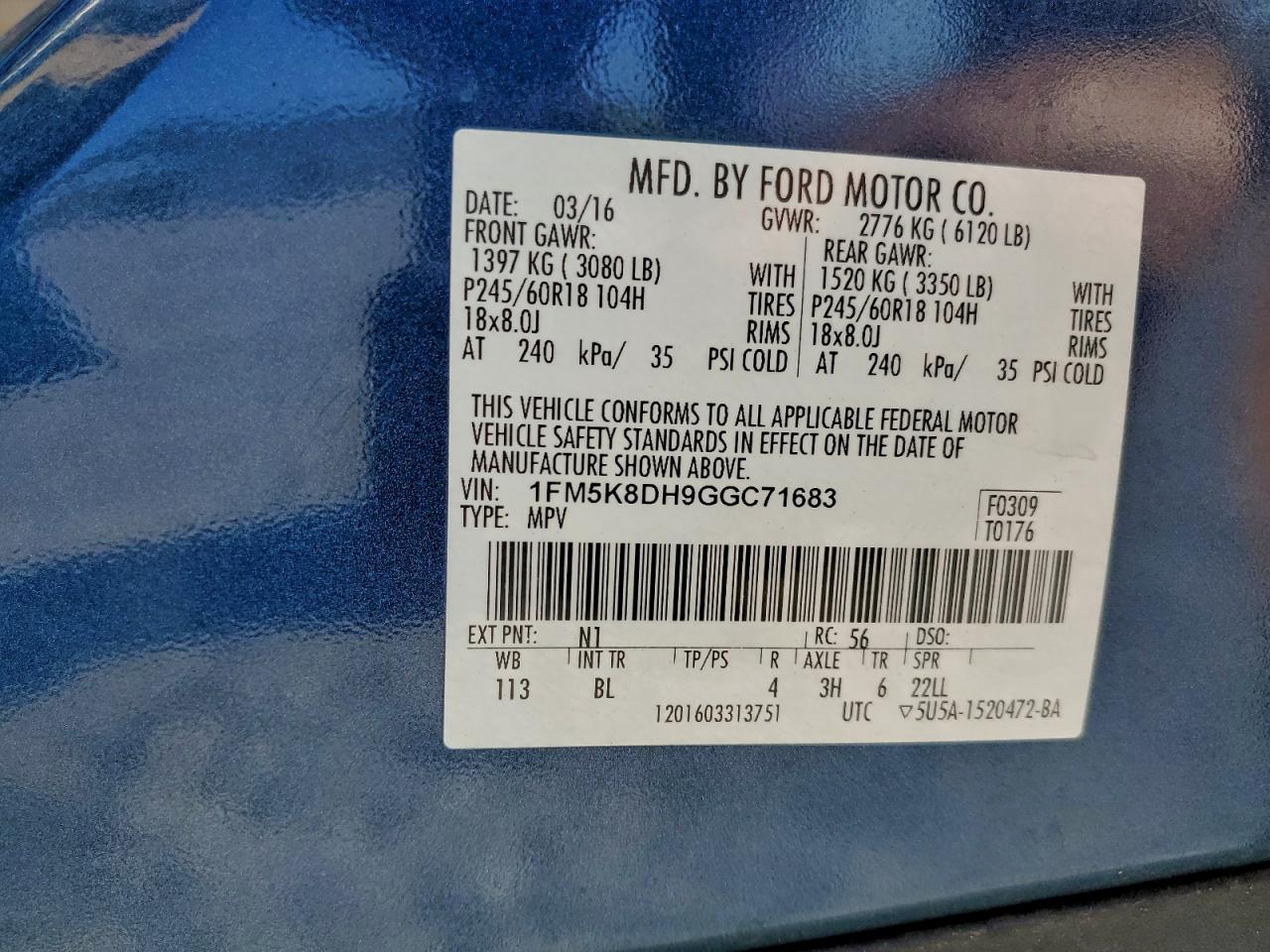 2016 FORD EXPLORER XLT photo 13
