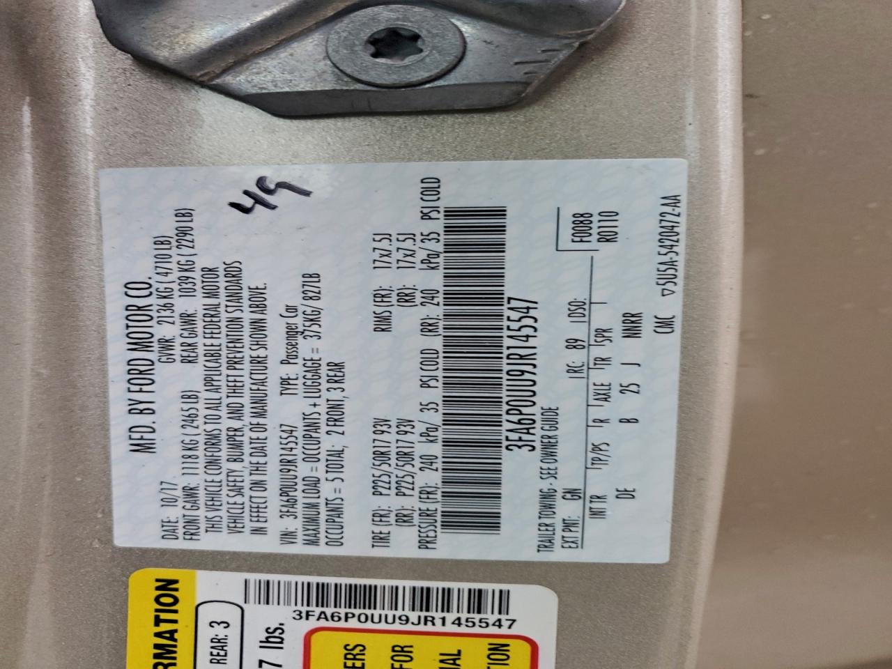 2018 FORD FUSION S HYBRID photo 12