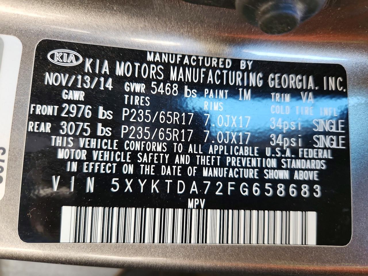 2015 KIA SORENTO LX photo 14