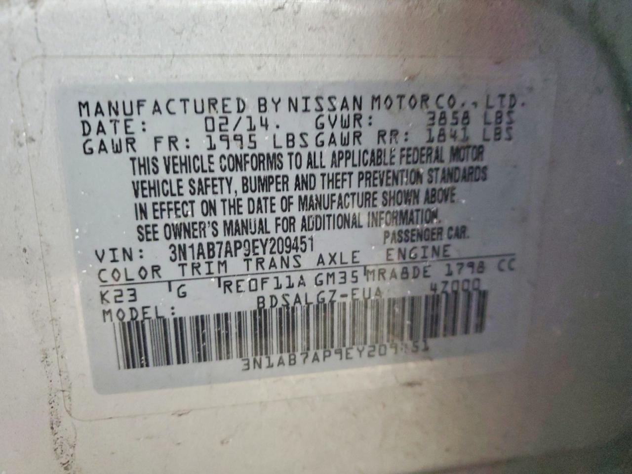 2014 NISSAN SENTRA S photo 12