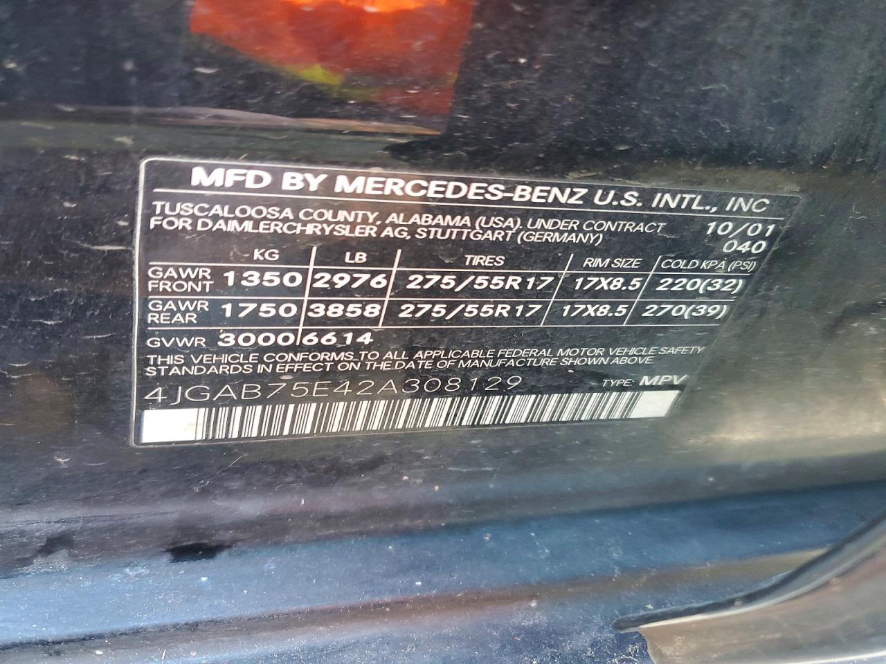 2002 MERCEDES-BENZ ML 500 photo 12