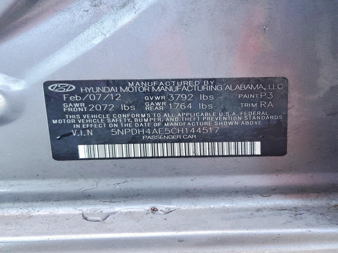 2012 HYUNDAI ELANTRA GLS photo 12
