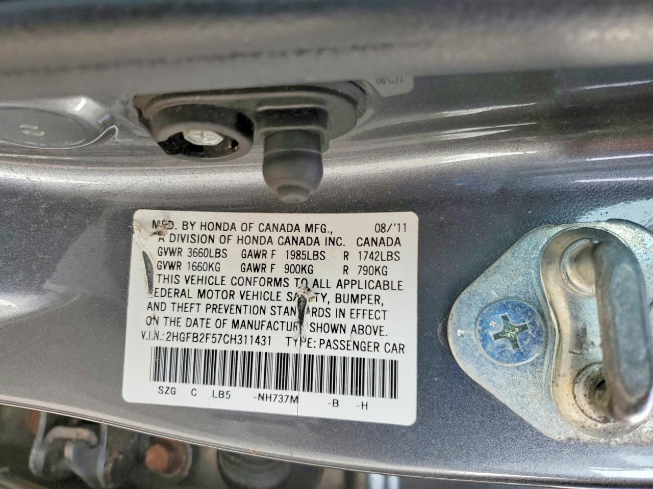 2012 HONDA CIVIC LX photo 13