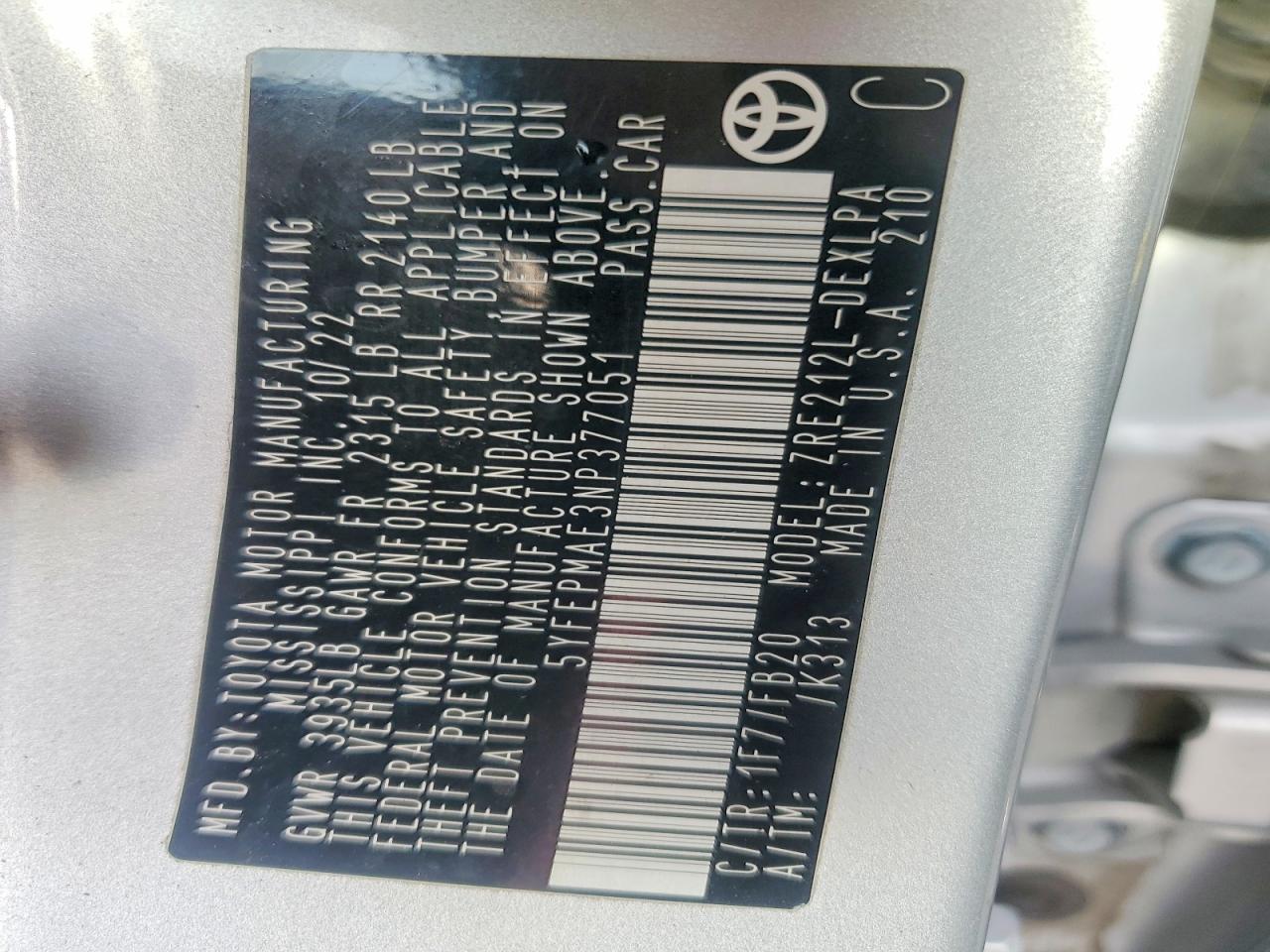 2022 TOYOTA COROLLA LE photo 12