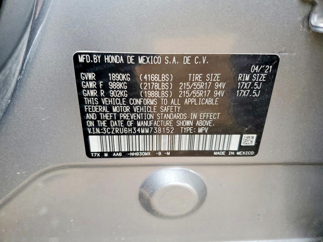 2021 HONDA HR-V LX photo 13