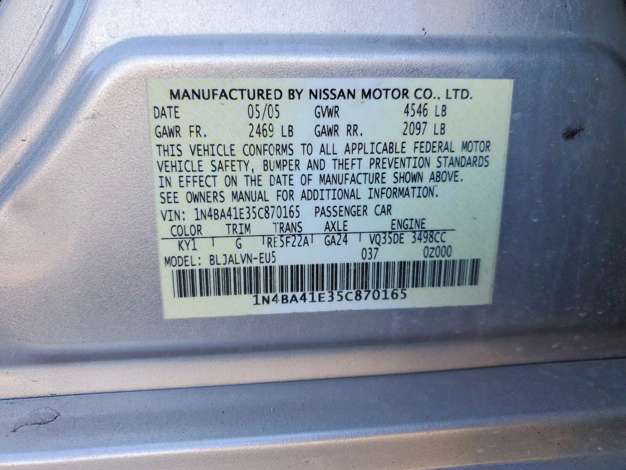 2005 NISSAN MAXIMA photo 13