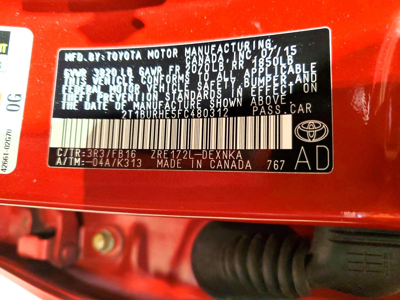 2015 TOYOTA COROLLA L photo 12