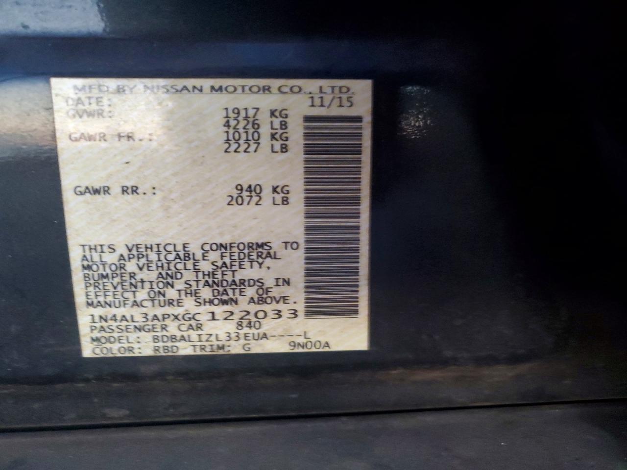 2016 NISSAN ALTIMA 2.5 photo 23