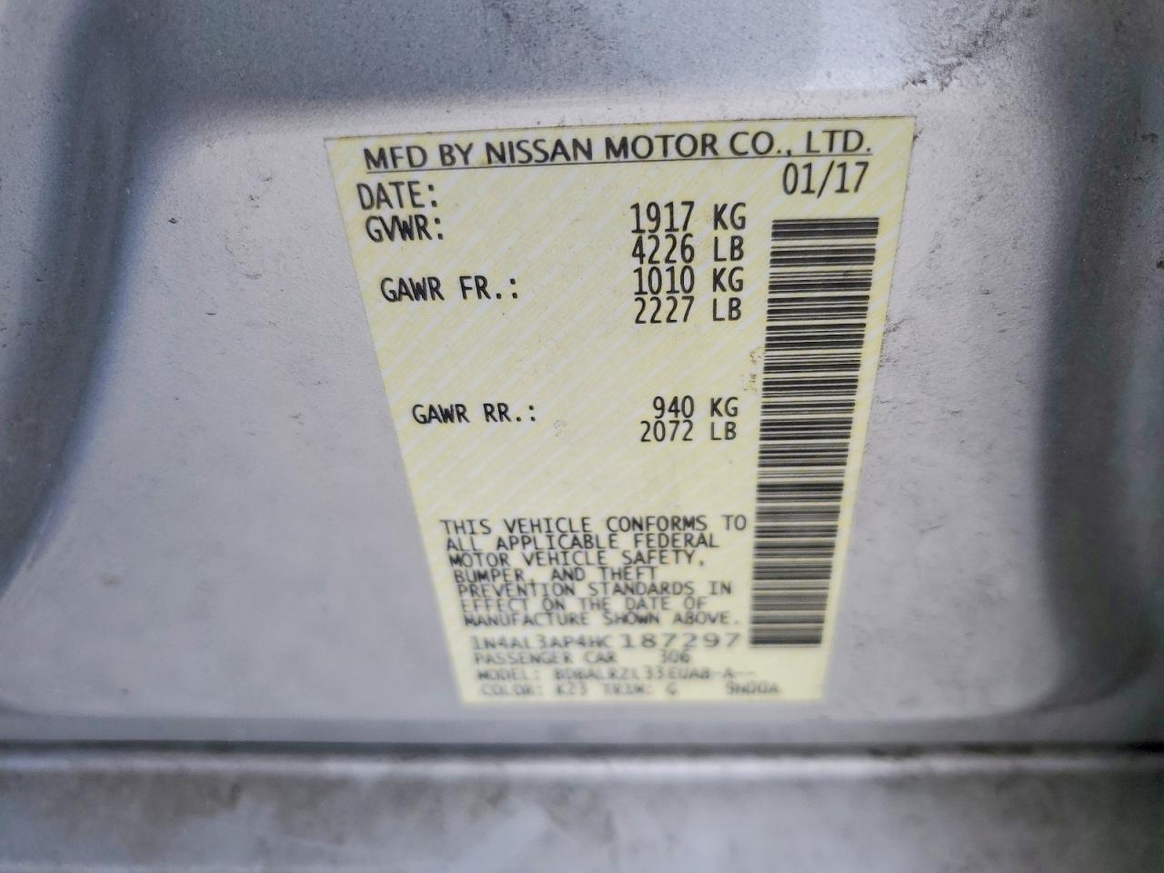 2017 NISSAN ALTIMA 2.5 photo 12