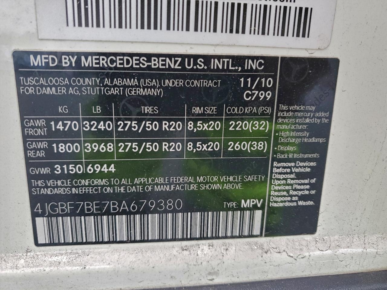 2011 MERCEDES-BENZ GL 450 4MATIC photo 13