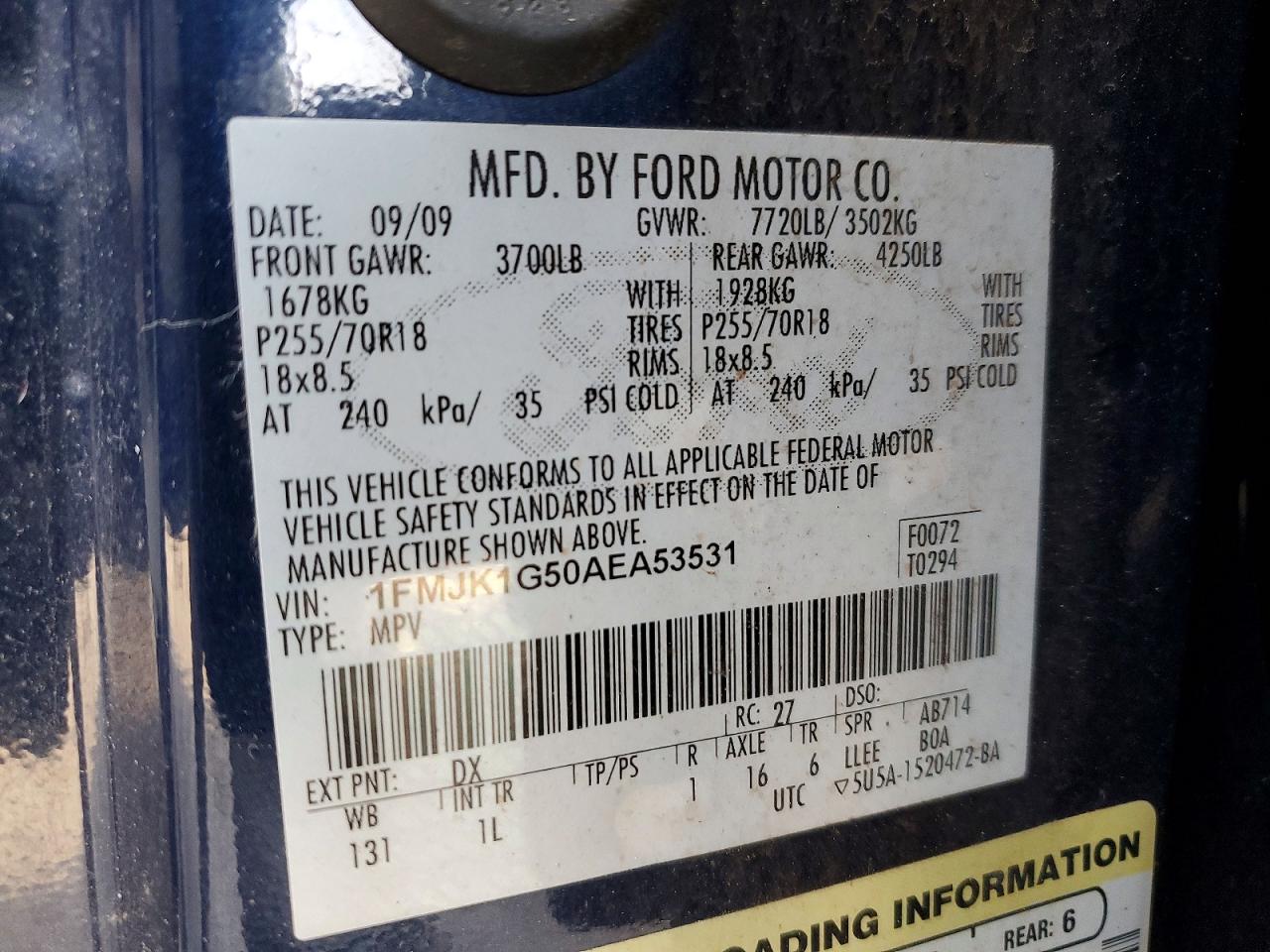 2010 FORD EXPEDITION EL XLT photo 13