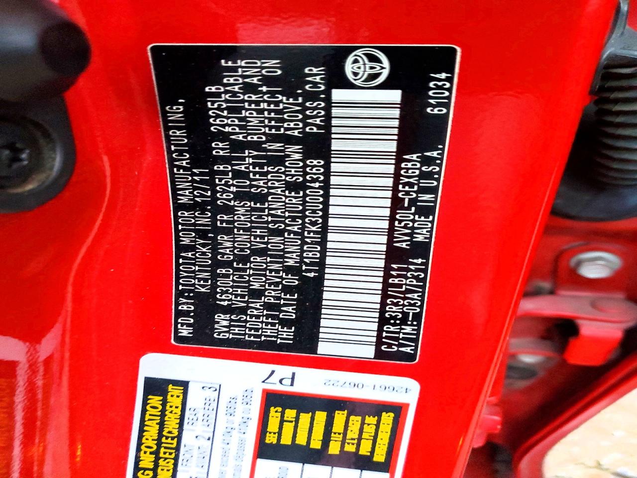 2012 TOYOTA CAMRY HYBRID photo 12