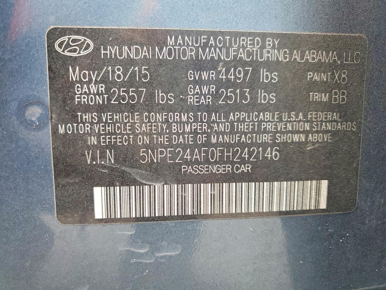 2015 HYUNDAI SONATA SE photo 13