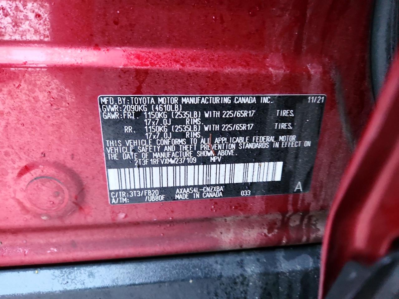 2021 TOYOTA RAV4 LE photo 13