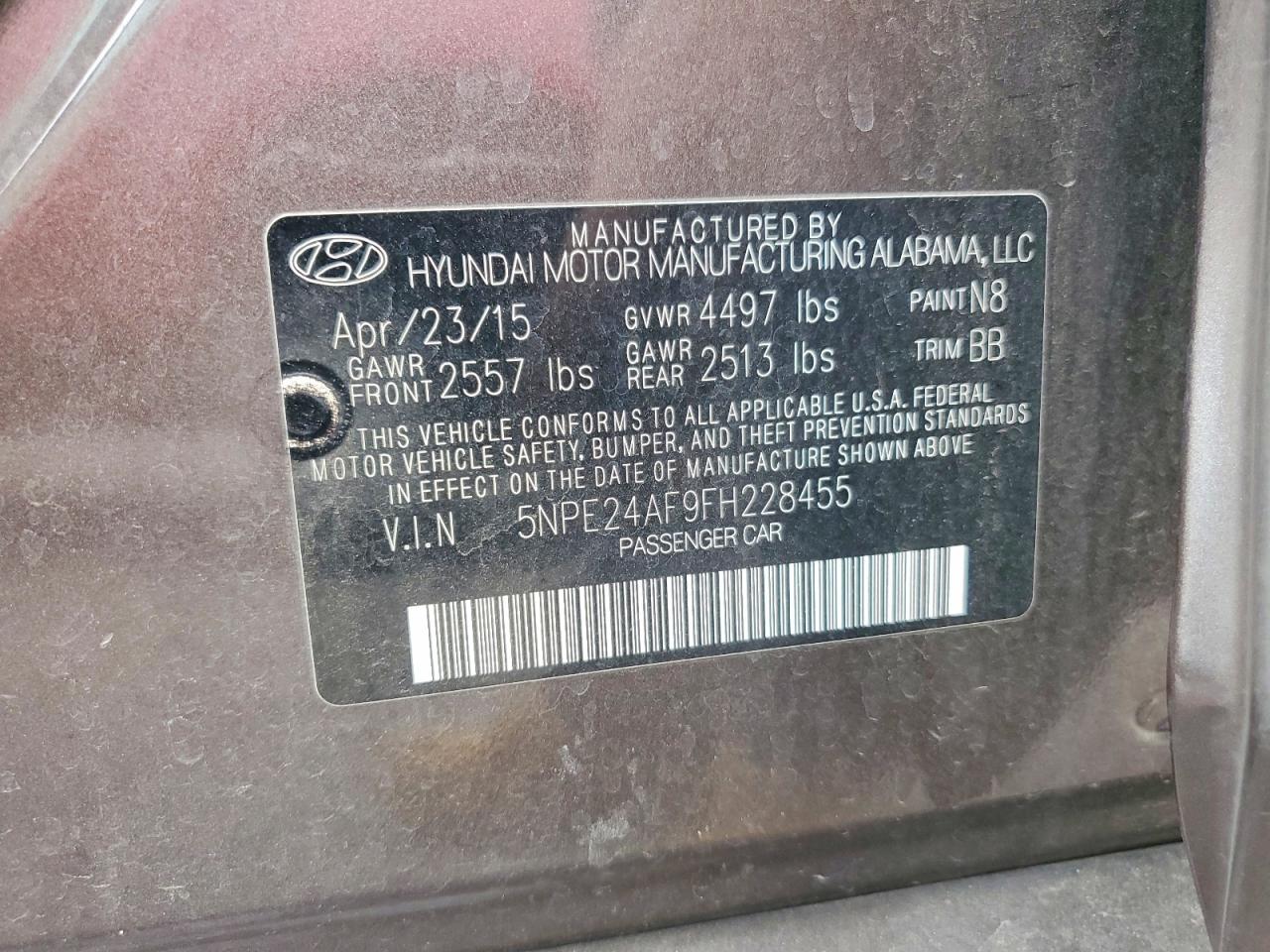 2015 HYUNDAI SONATA SE photo 12