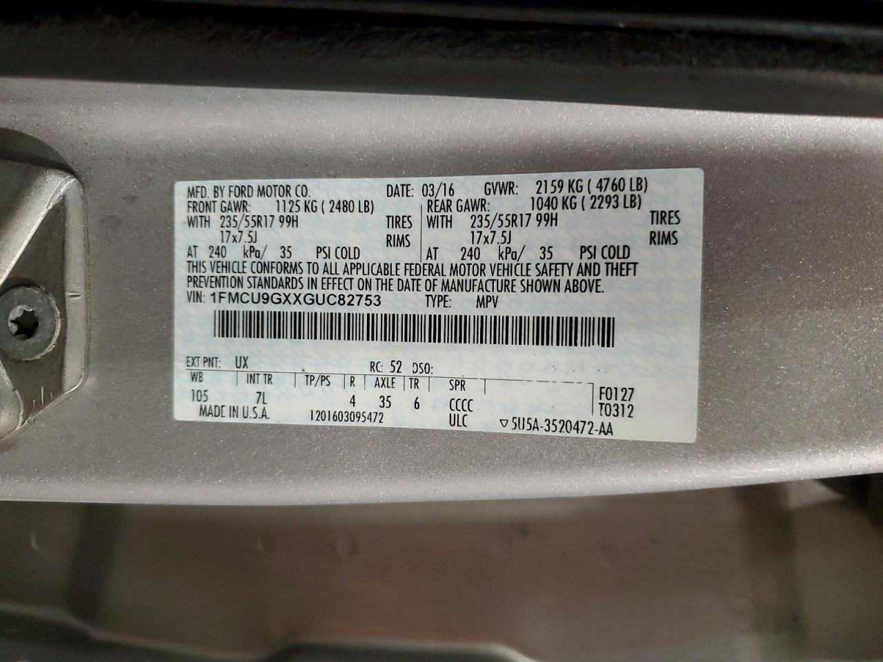 2016 FORD ESCAPE SE photo 13