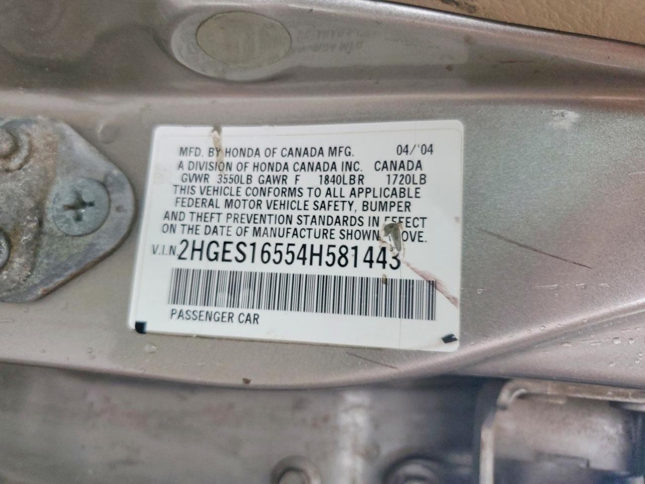 2004 HONDA CIVIC LX photo 12