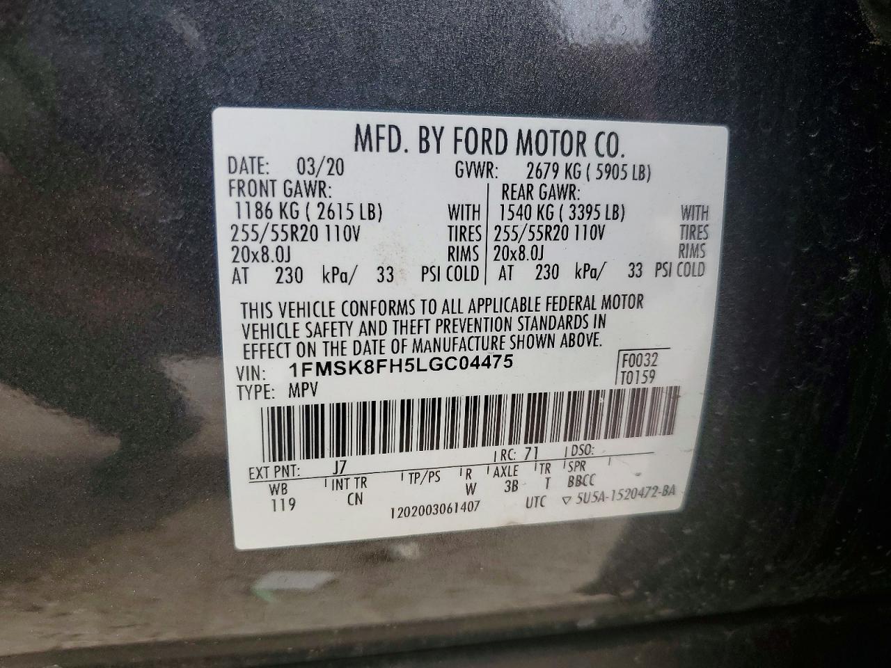 2020 FORD EXPLORER LIMITED photo 14