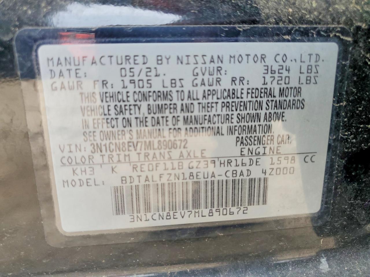 2021 NISSAN VERSA SV photo 12