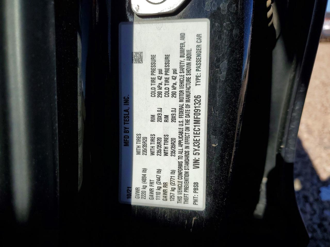 2021 TESLA MODEL 3 photo 12