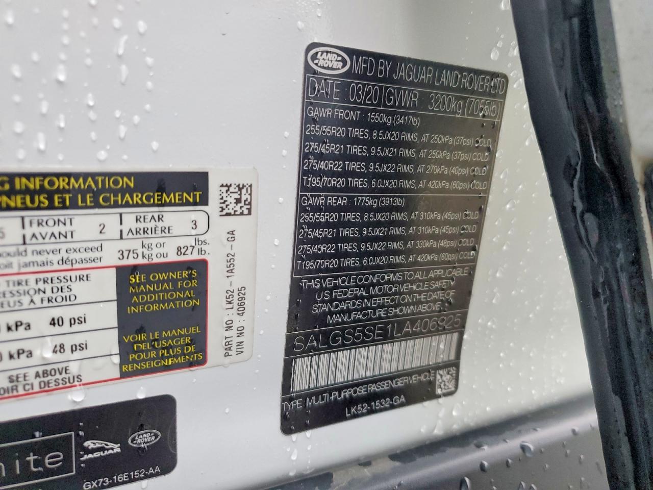 2020 LAND ROVER RANGE ROVER P525 HSE photo 13