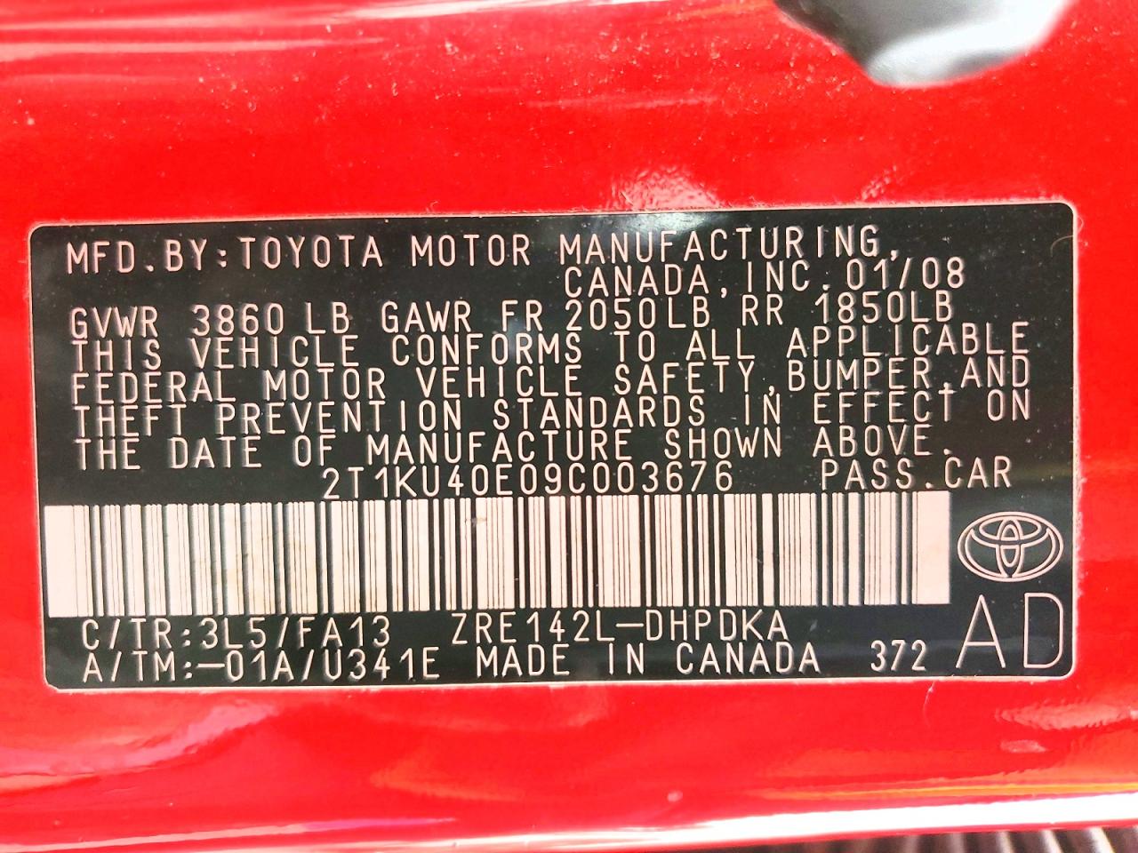 2009 TOYOTA COROLLA MATRIX photo 12