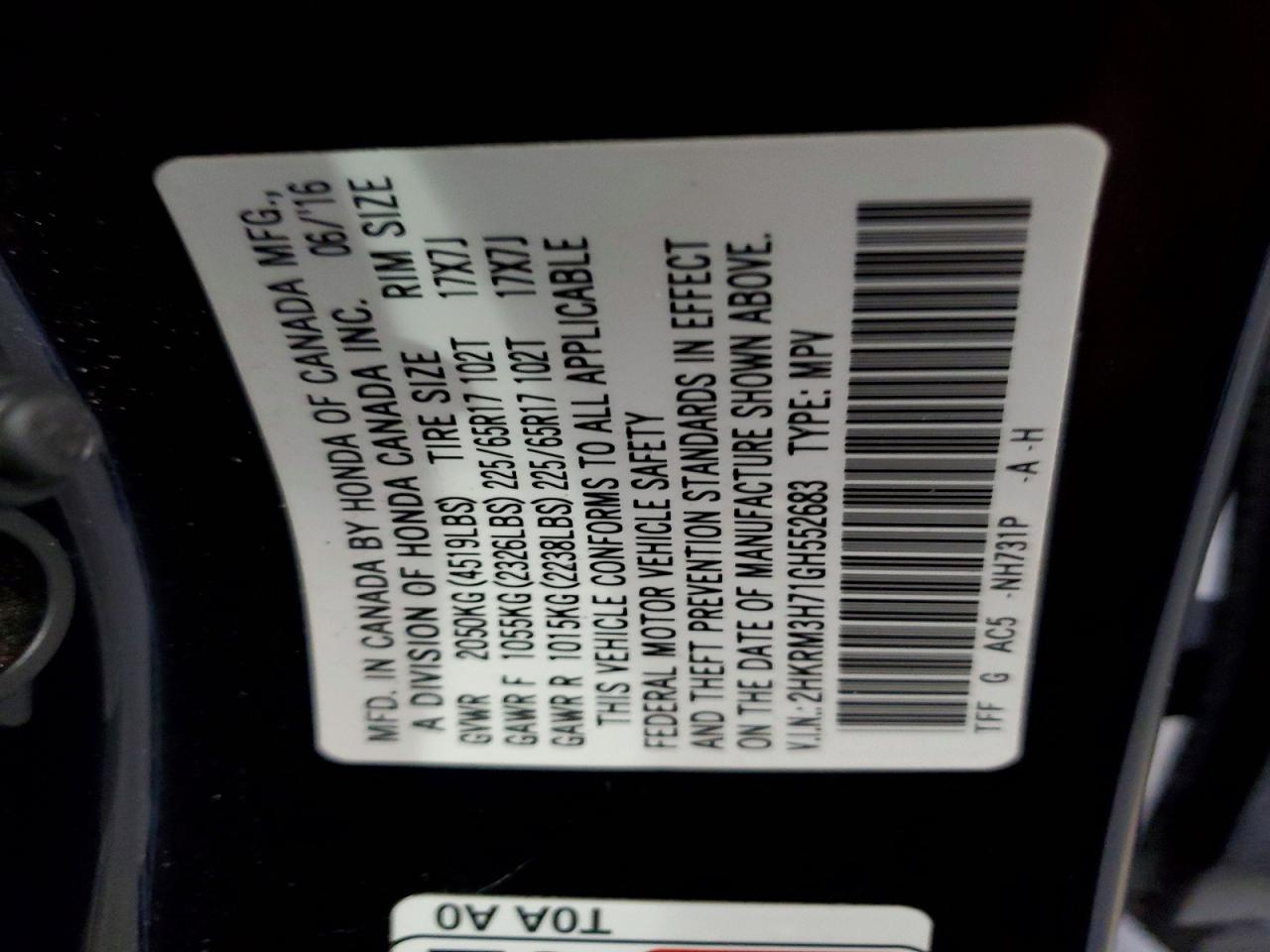 2016 HONDA CR-V EXL photo 13