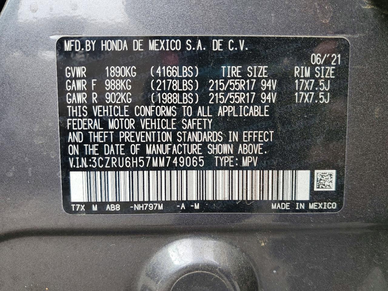 2021 HONDA HR-V EX photo 13
