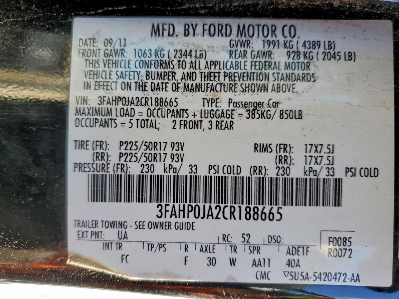 2012 FORD FUSION SEL photo 12