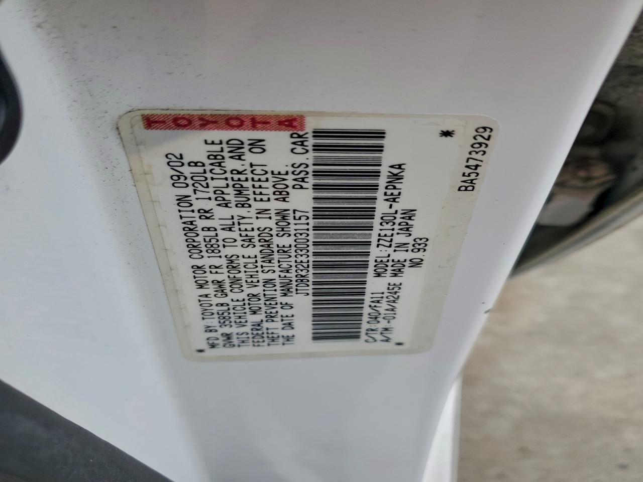 2003 TOYOTA COROLLA CE photo 13