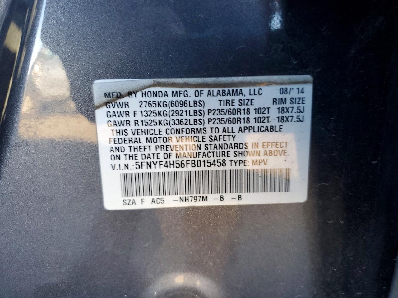 2015 HONDA PILOT EXL photo 13