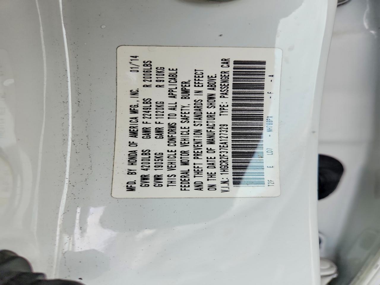 2014 HONDA ACCORD LX photo 13