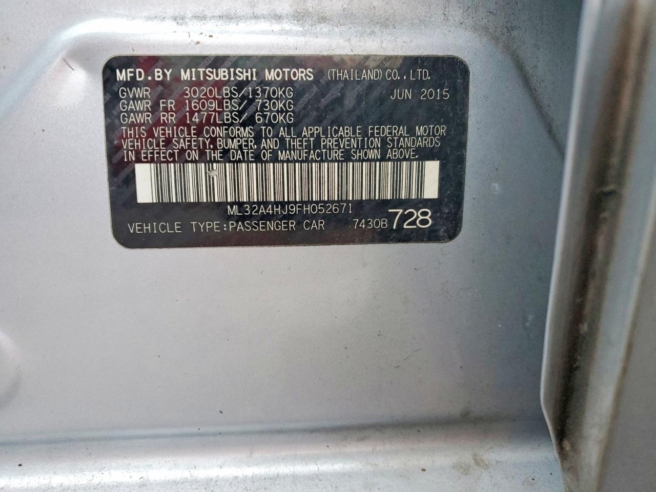 2015 MITSUBISHI MIRAGE ES photo 12