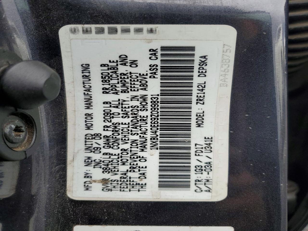 2009 TOYOTA COROLLA BASE photo 12
