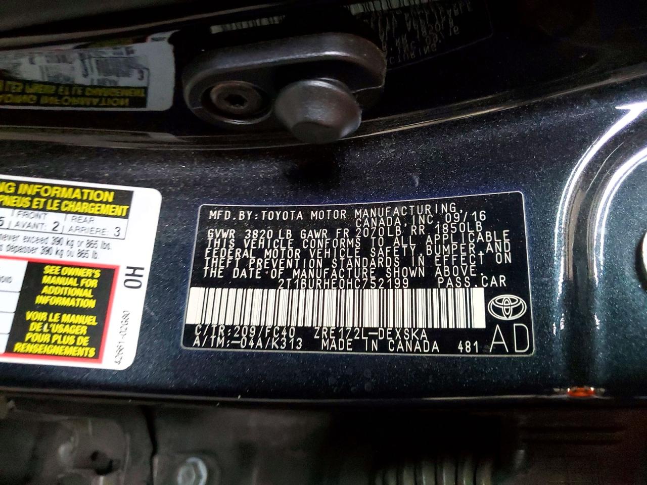 2017 TOYOTA COROLLA L photo 12