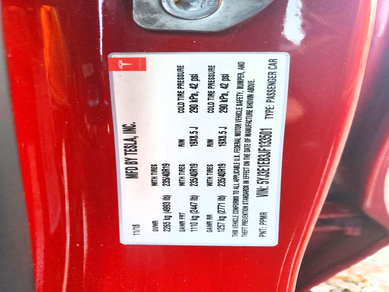 2018 TESLA MODEL 3 photo 12