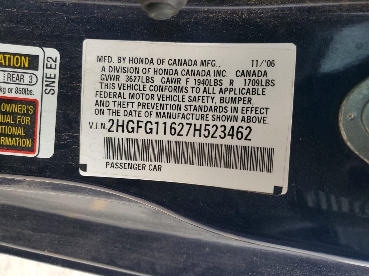 2007 HONDA CIVIC LX photo 12