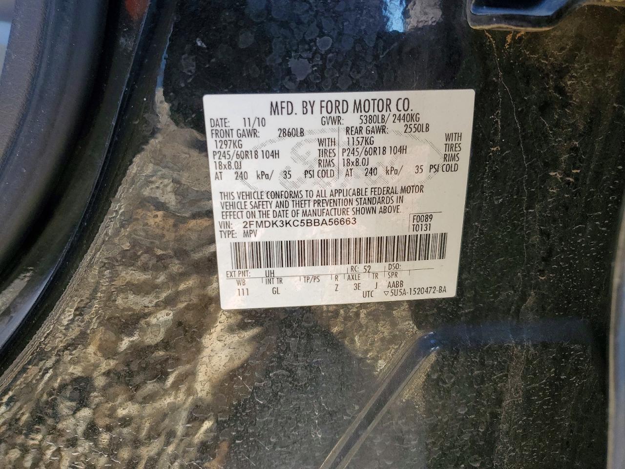 2011 FORD EDGE LIMITED photo 13