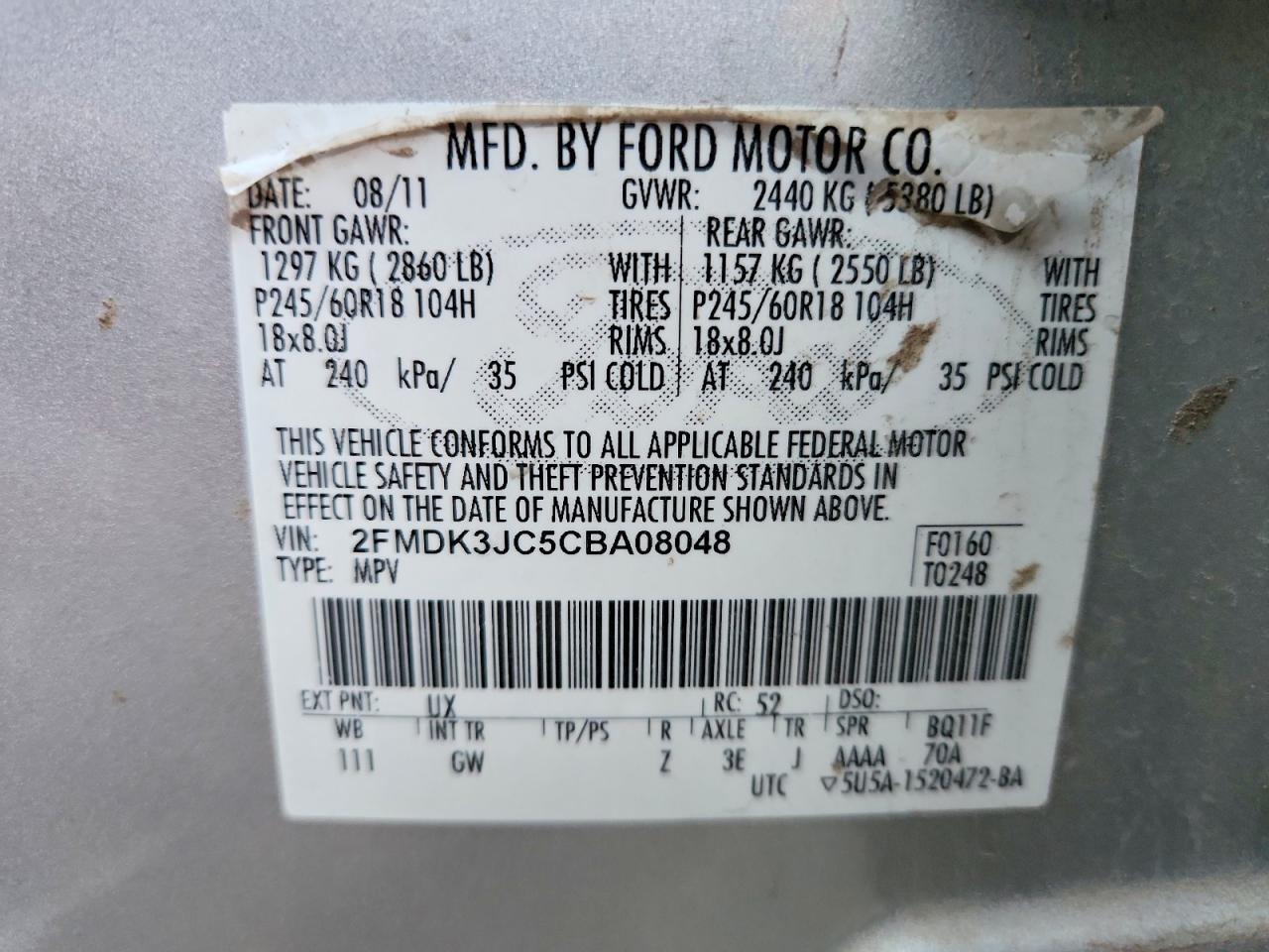 2012 FORD EDGE SEL photo 12