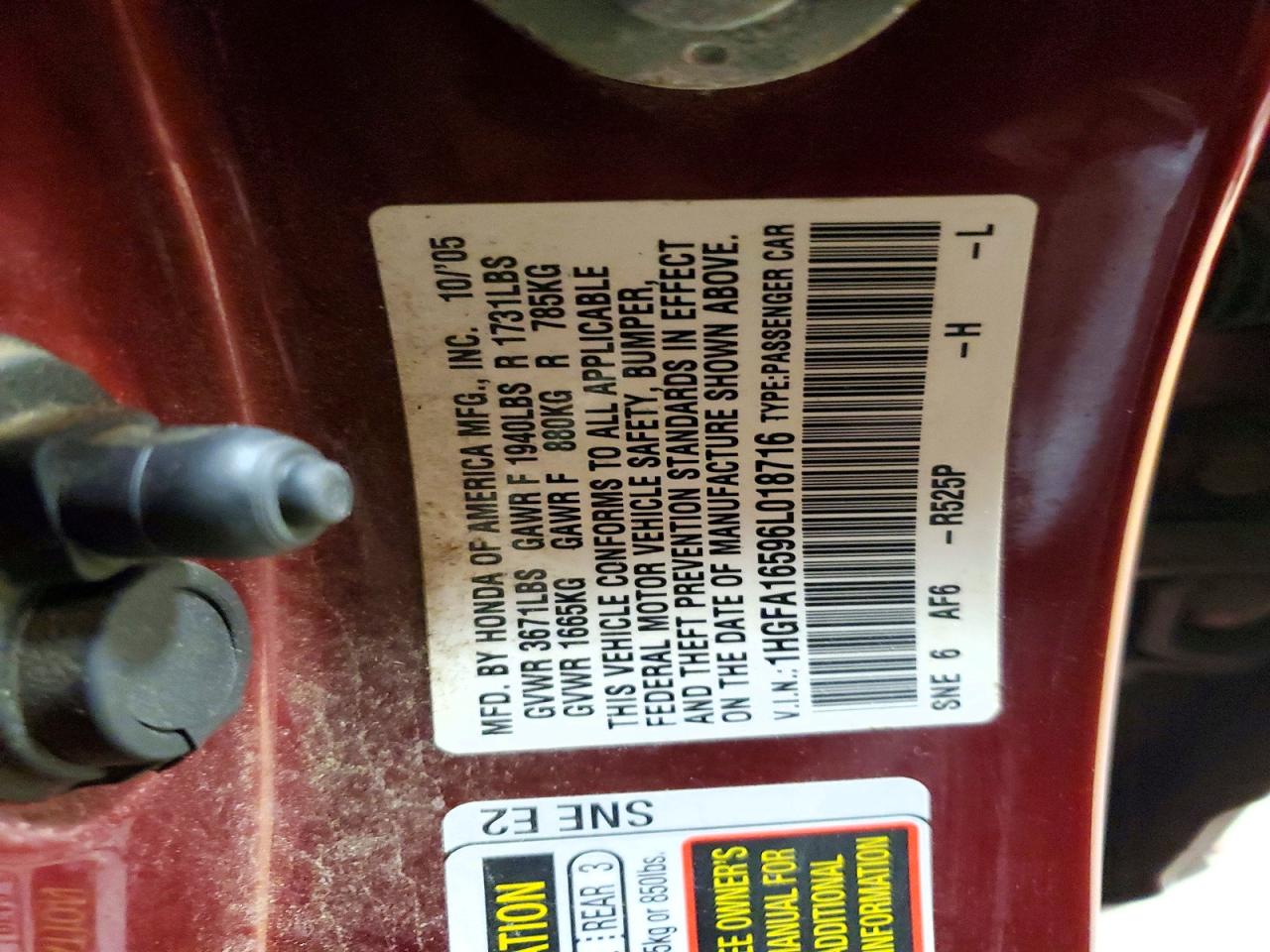 2006 HONDA CIVIC LX photo 13