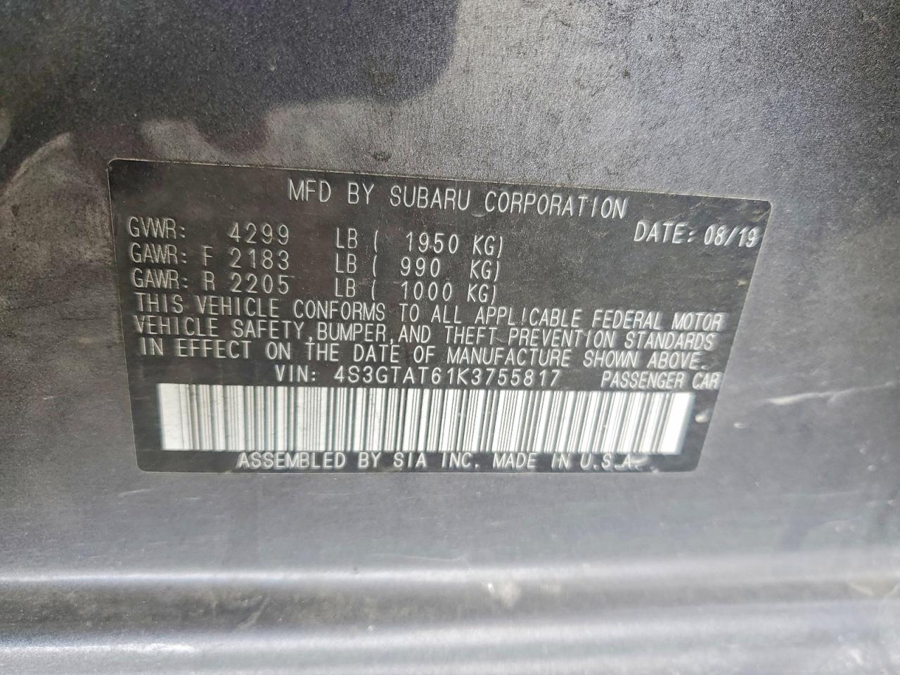 2019 SUBARU IMPREZA LIMITED photo 13
