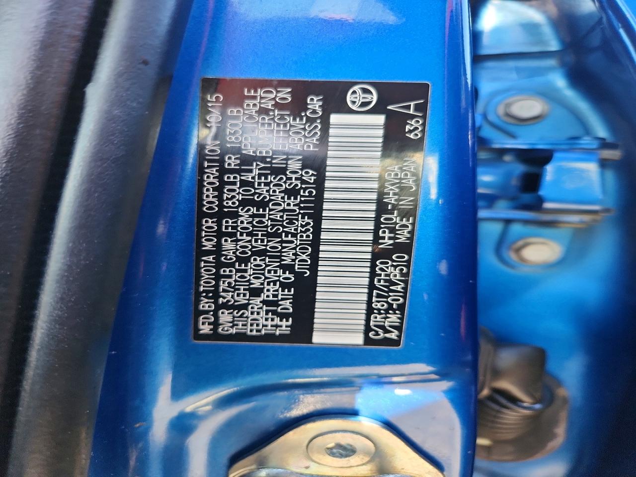 2015 TOYOTA PRIUS C photo 12
