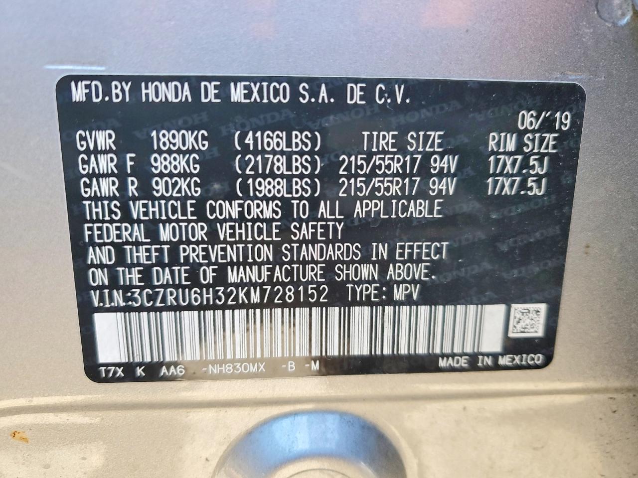 2019 HONDA HR-V LX photo 12