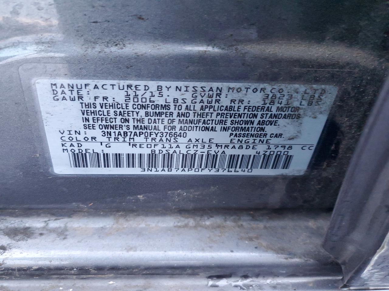 2015 NISSAN SENTRA S photo 12