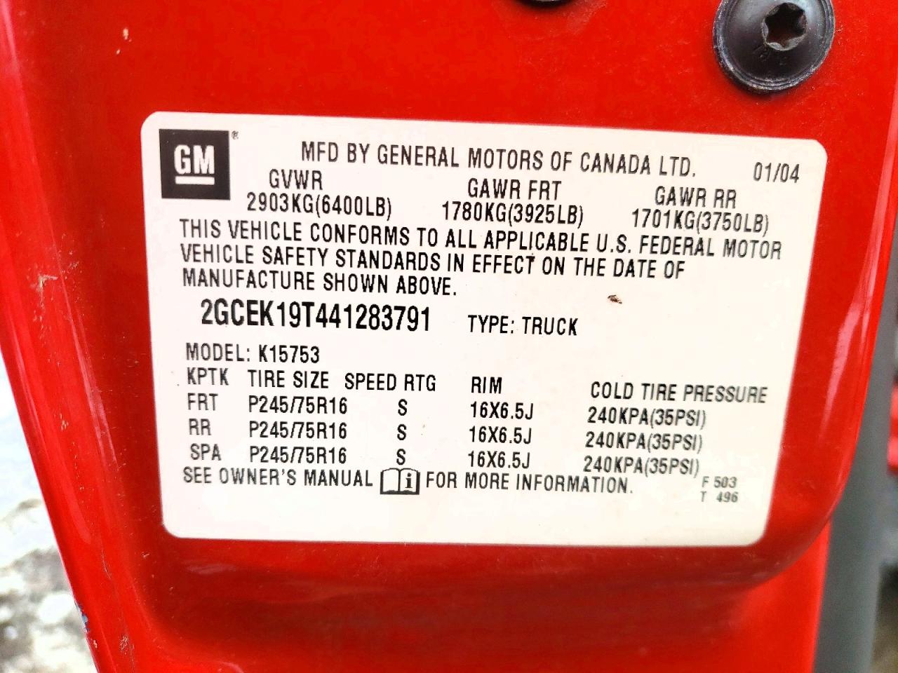 2004 CHEVROLET SILVERADO K1500 photo 12