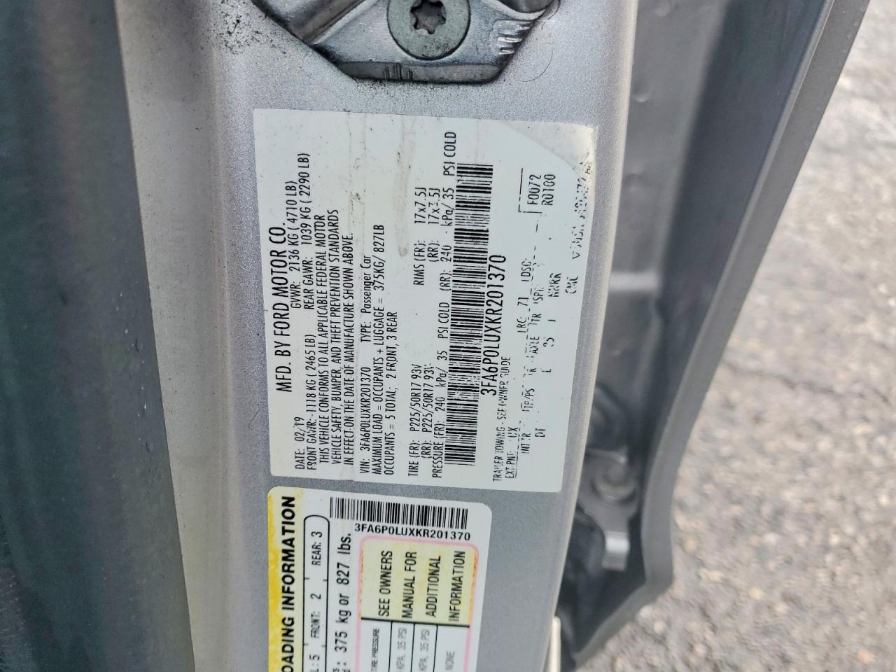 2019 FORD FUSION SE photo 12