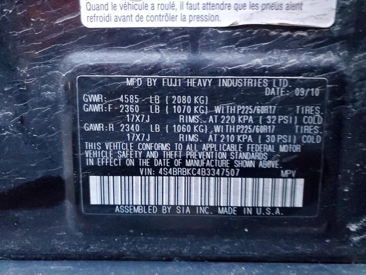 2011 SUBARU OUTBACK 2.5I LIMITED photo 37