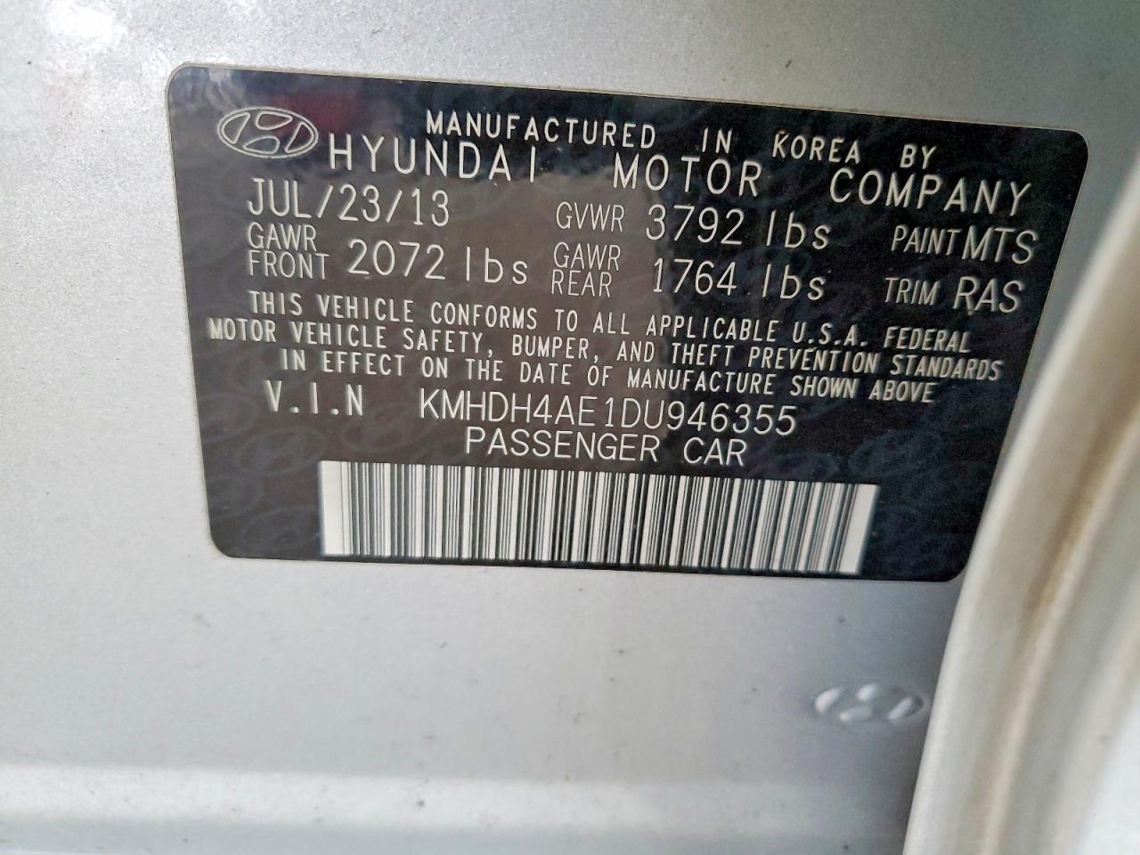 2013 HYUNDAI ELANTRA GLS photo 23